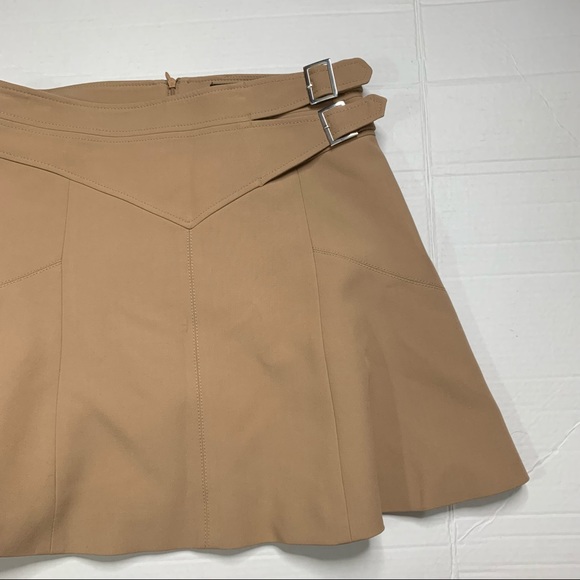 Karen Millen Camel Compact Stretch Buckle Detail A Line Full Skirt Size 8US - Picture 6 of 14